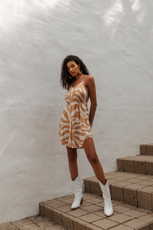 Zebra mini slip dress orange