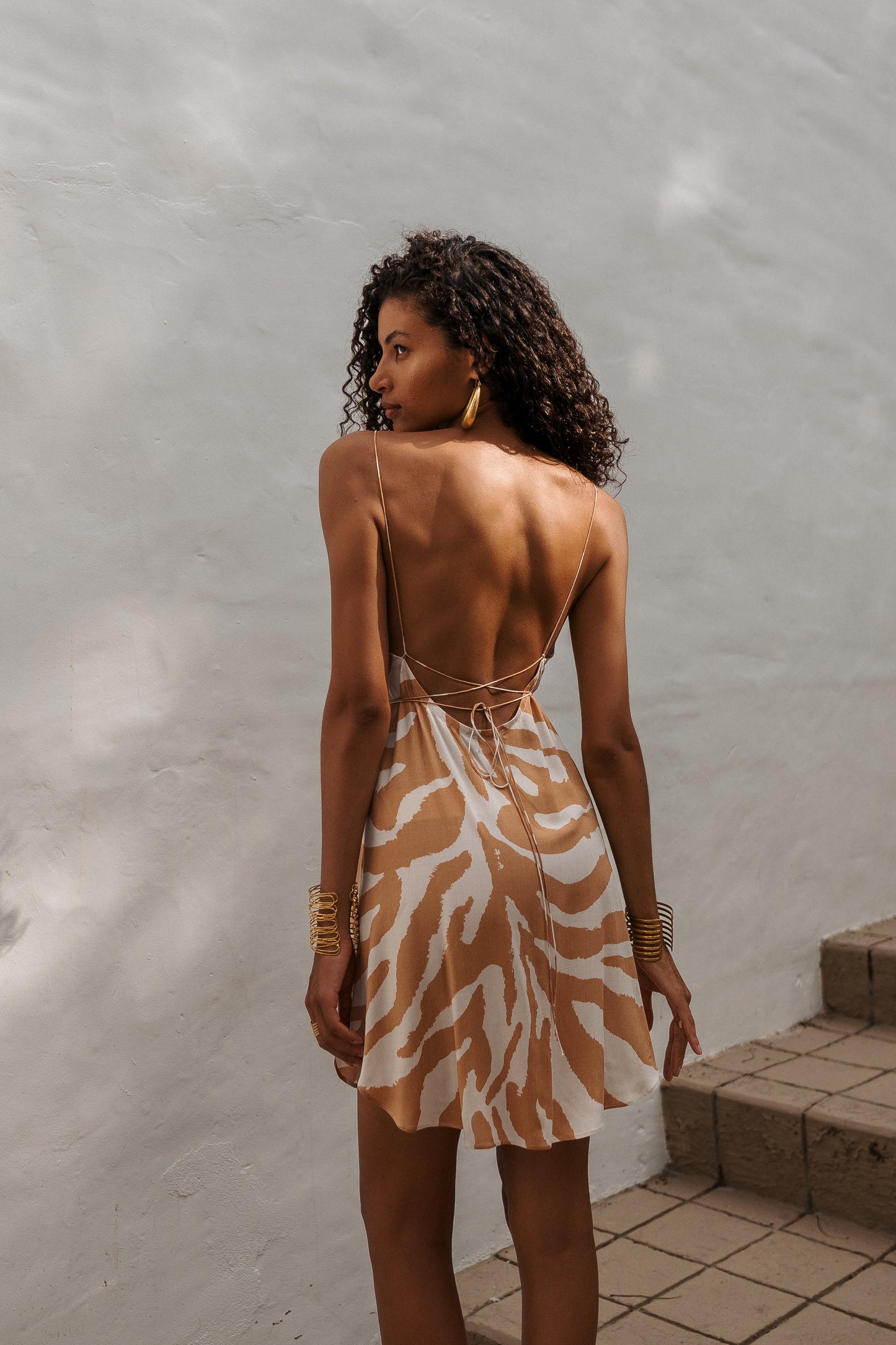 Zebra mini slip dress orange