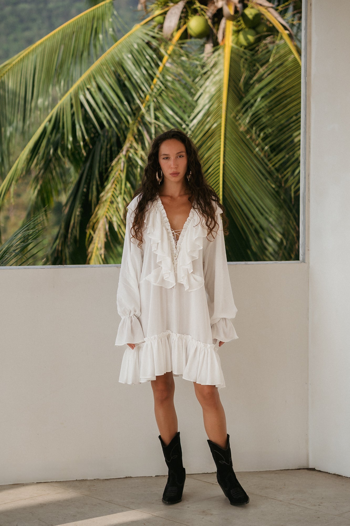 Aeris Mini Kaftan Dress – White