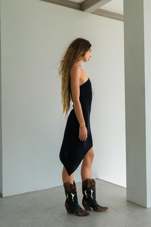 Zoe Black Asymmetric One-Shoulder Mini Dress