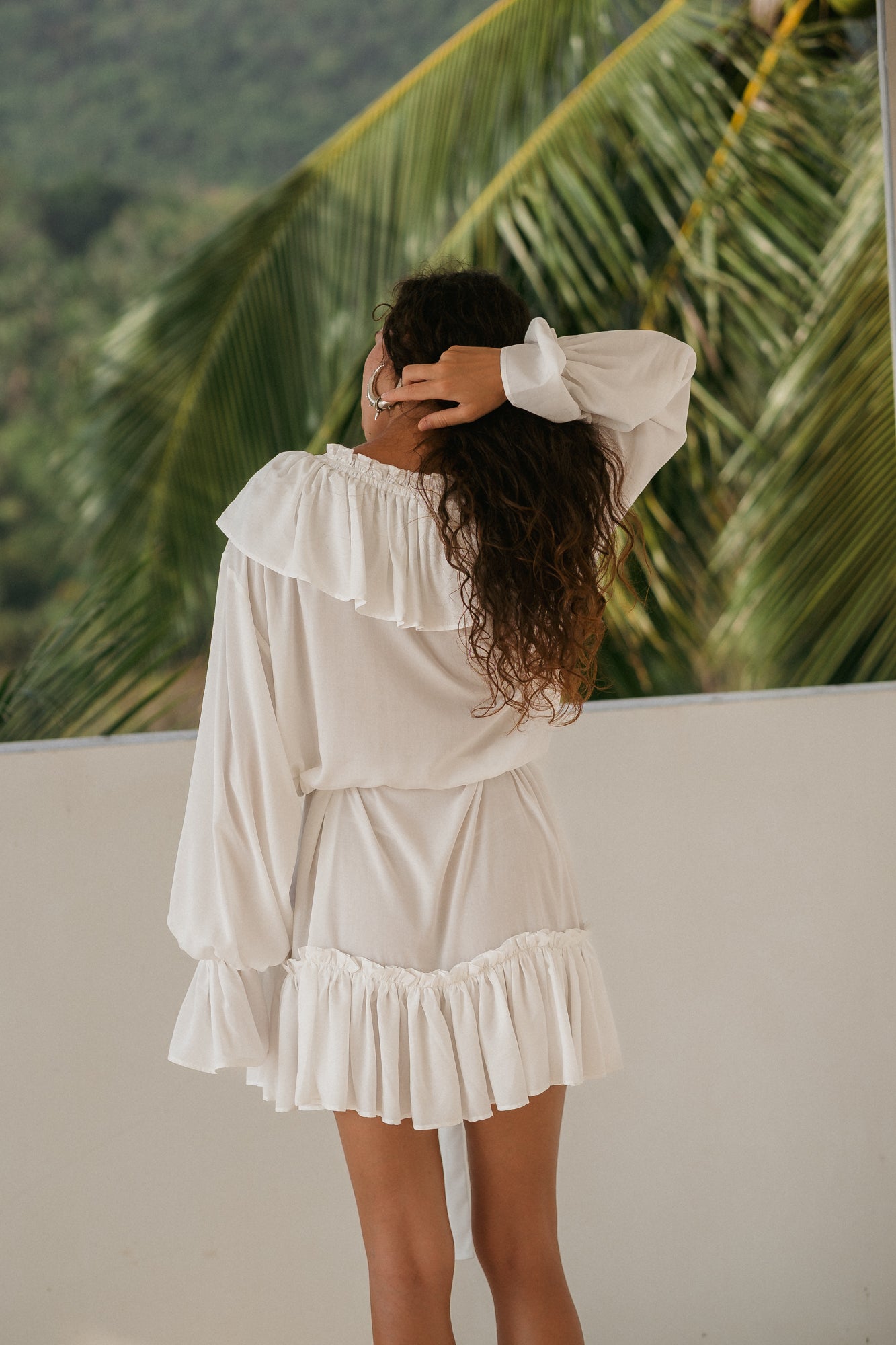 Aeris Mini Kaftan Dress – White