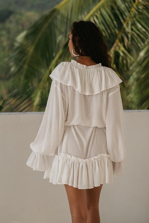 Aeris Mini Kaftan Dress – White