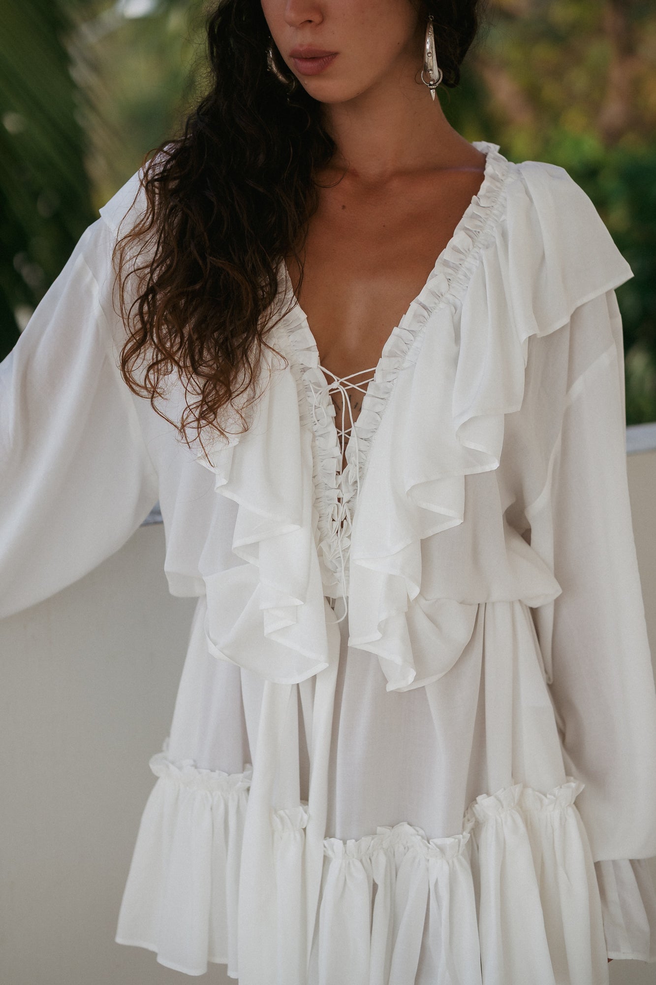 Aeris Mini Kaftan Dress – White