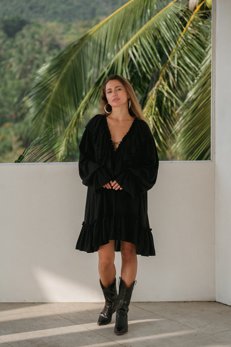 Aeris Midi Kaftan Dress – Black