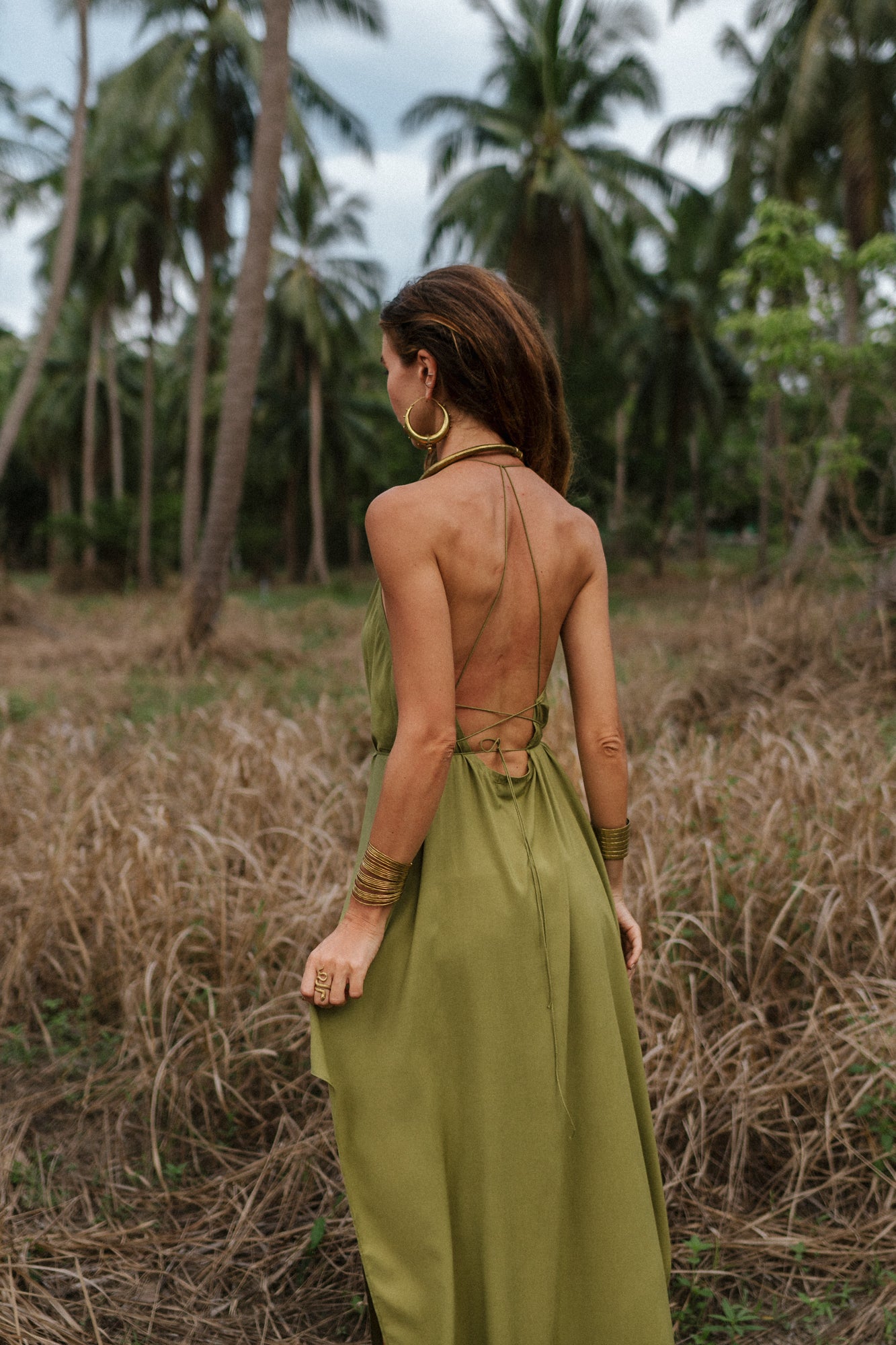 Olive maxi women dress