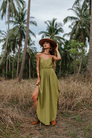 Olive maxi women dress