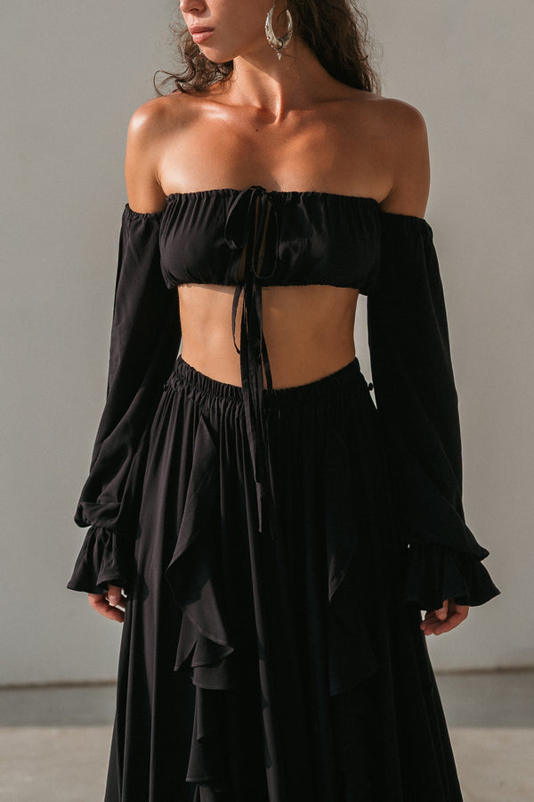 Luna Off-Shoulder Top – Noir