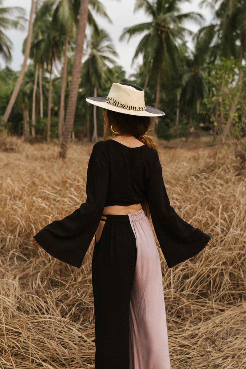 Women black wrap top