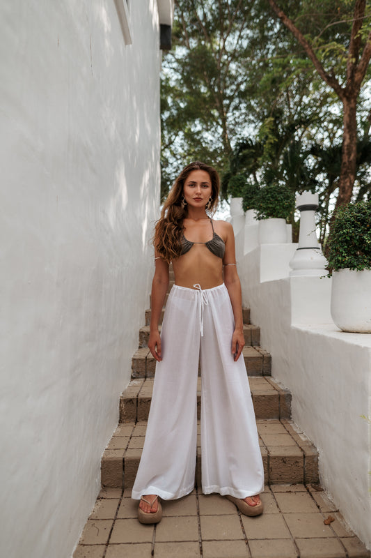Women long white palazzo pants