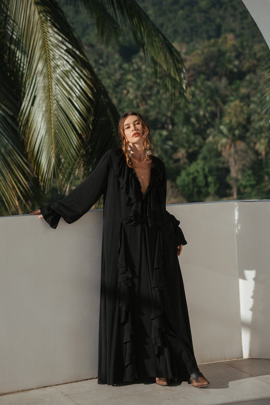 Aeris Maxi Kaftan Dress – Black