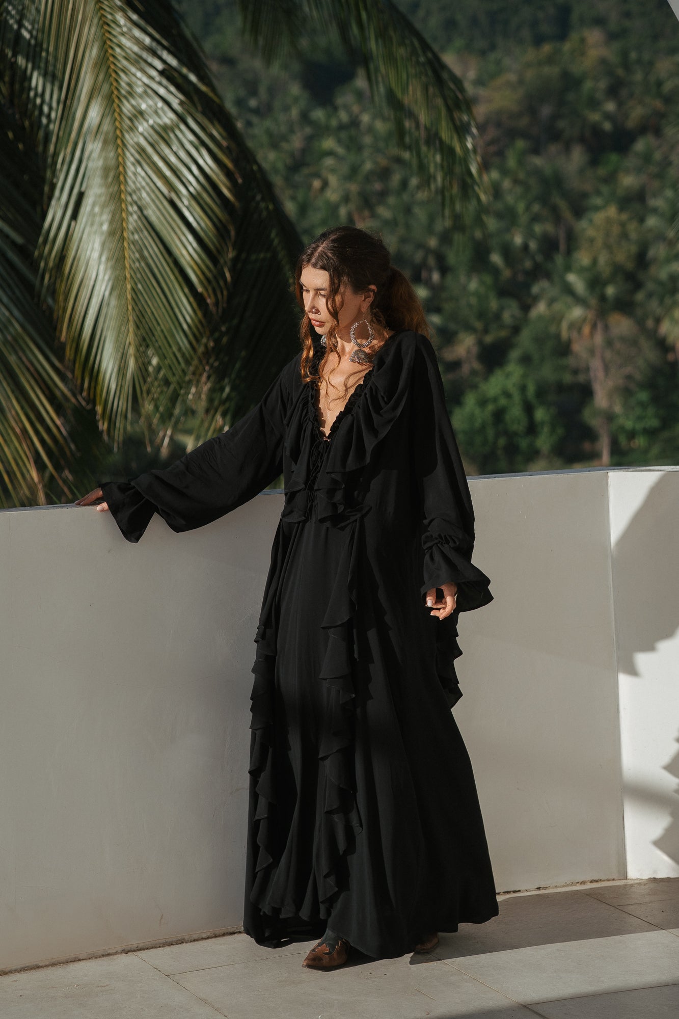 Aeris Maxi Kaftan Dress – Black