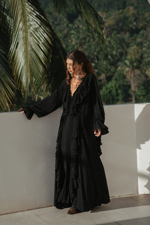 Aeris Maxi Kaftan Dress – Black