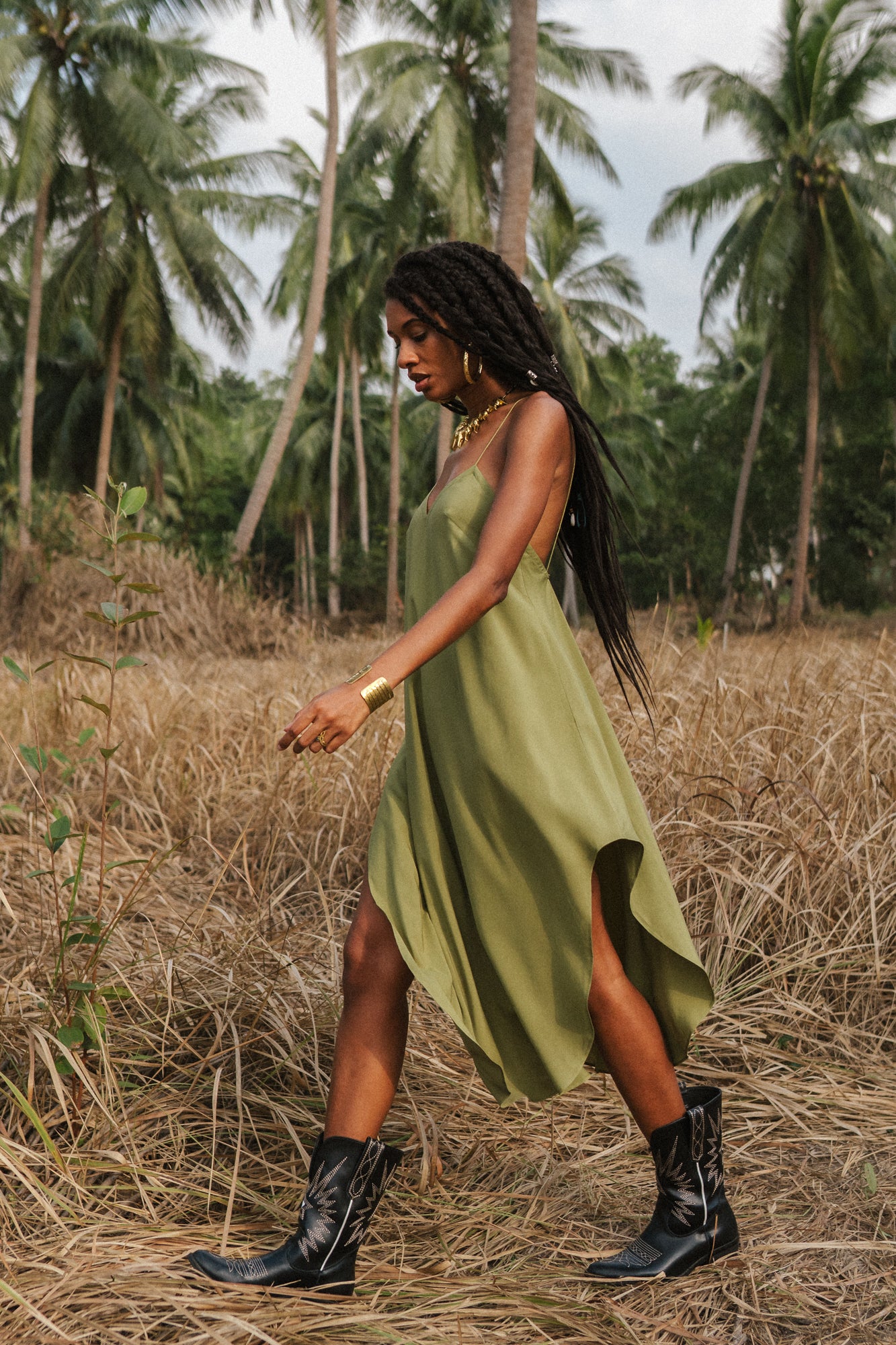 Olive midi women dress