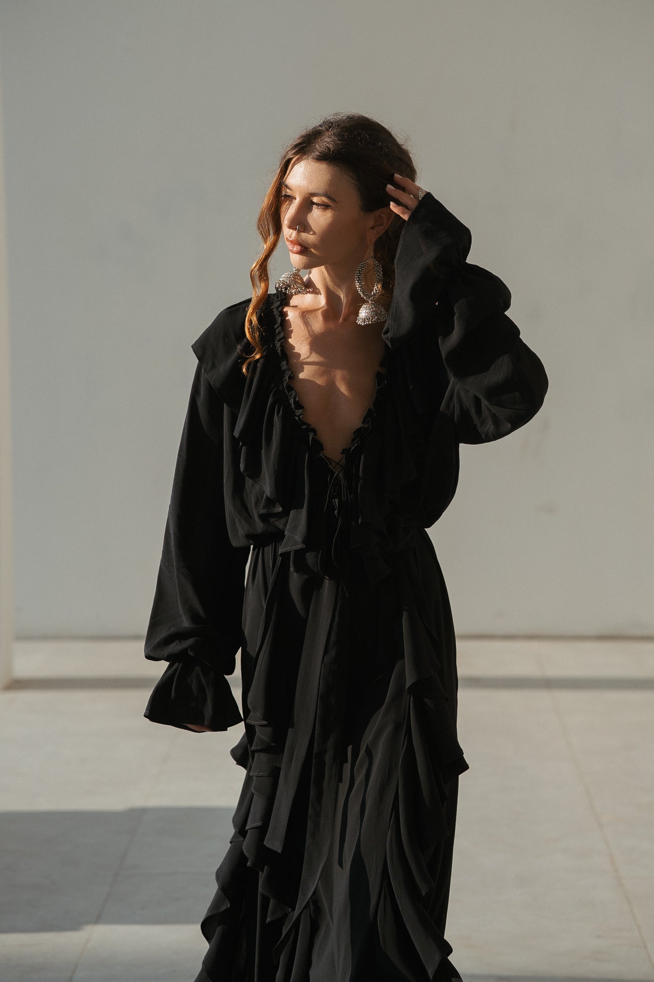 Aeris Maxi Kaftan Dress – Black