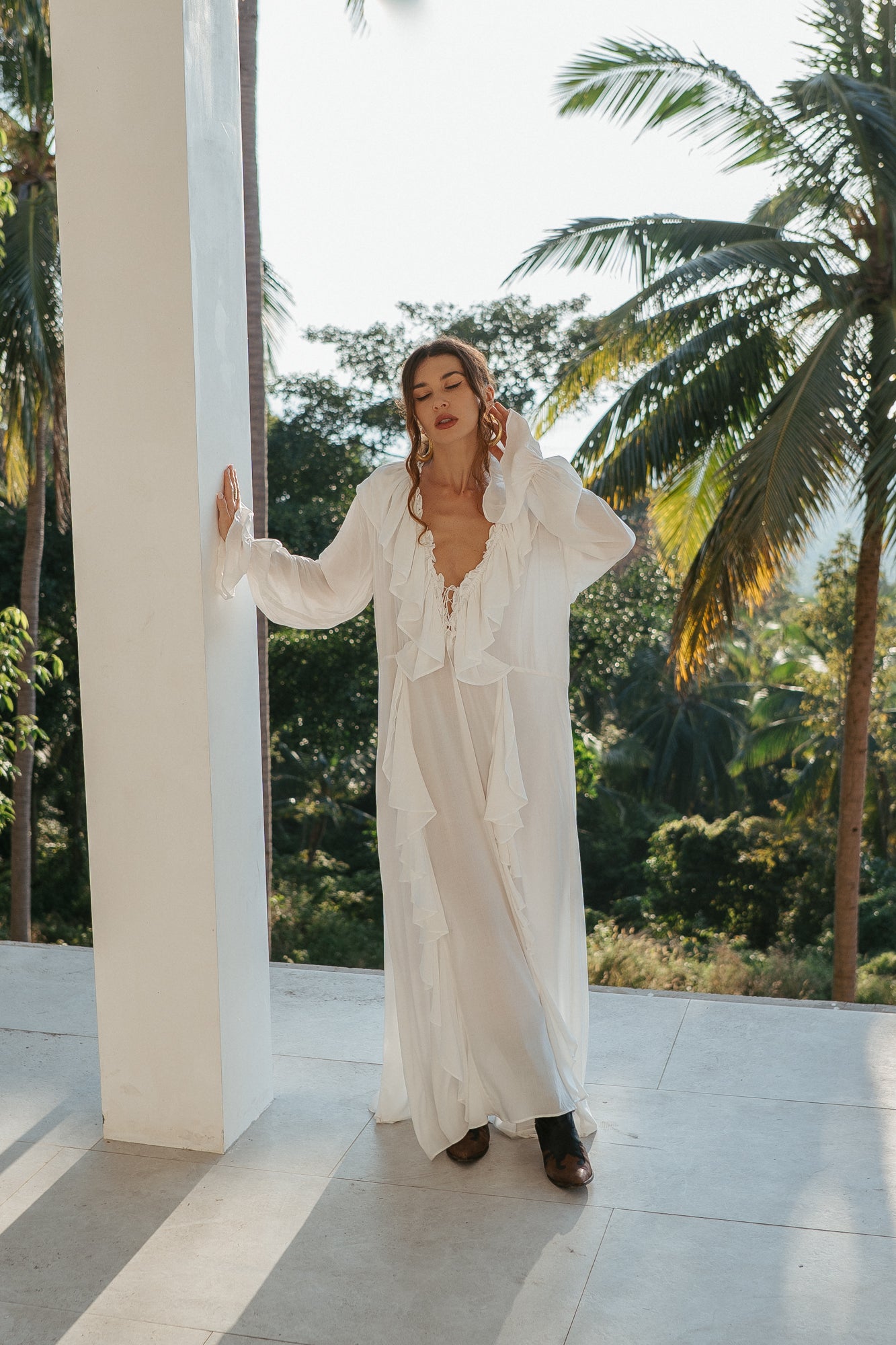 Aeris Maxi Kaftan Dress – White