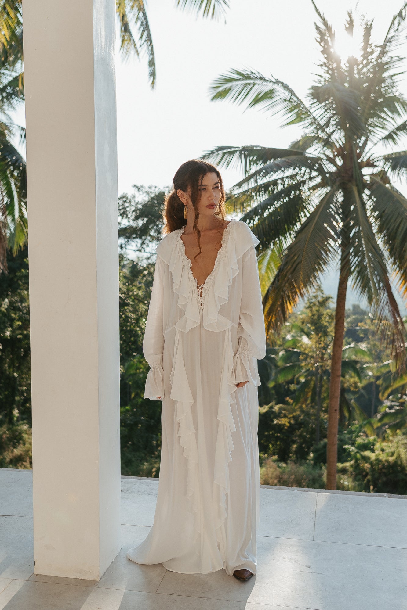 Aeris Maxi Kaftan Dress – White