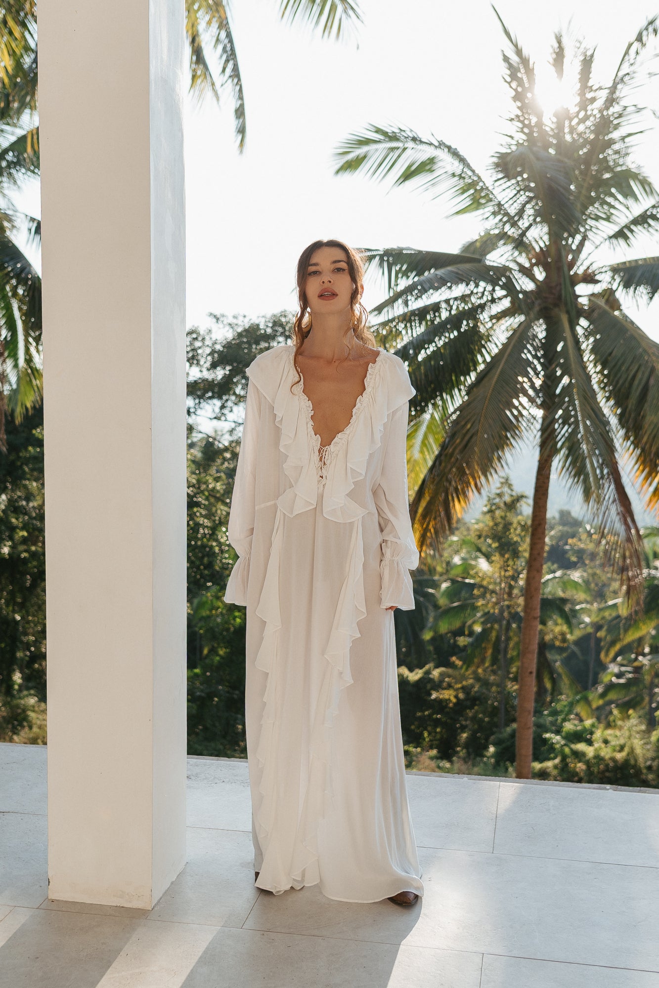 Aeris Maxi Kaftan Dress – White