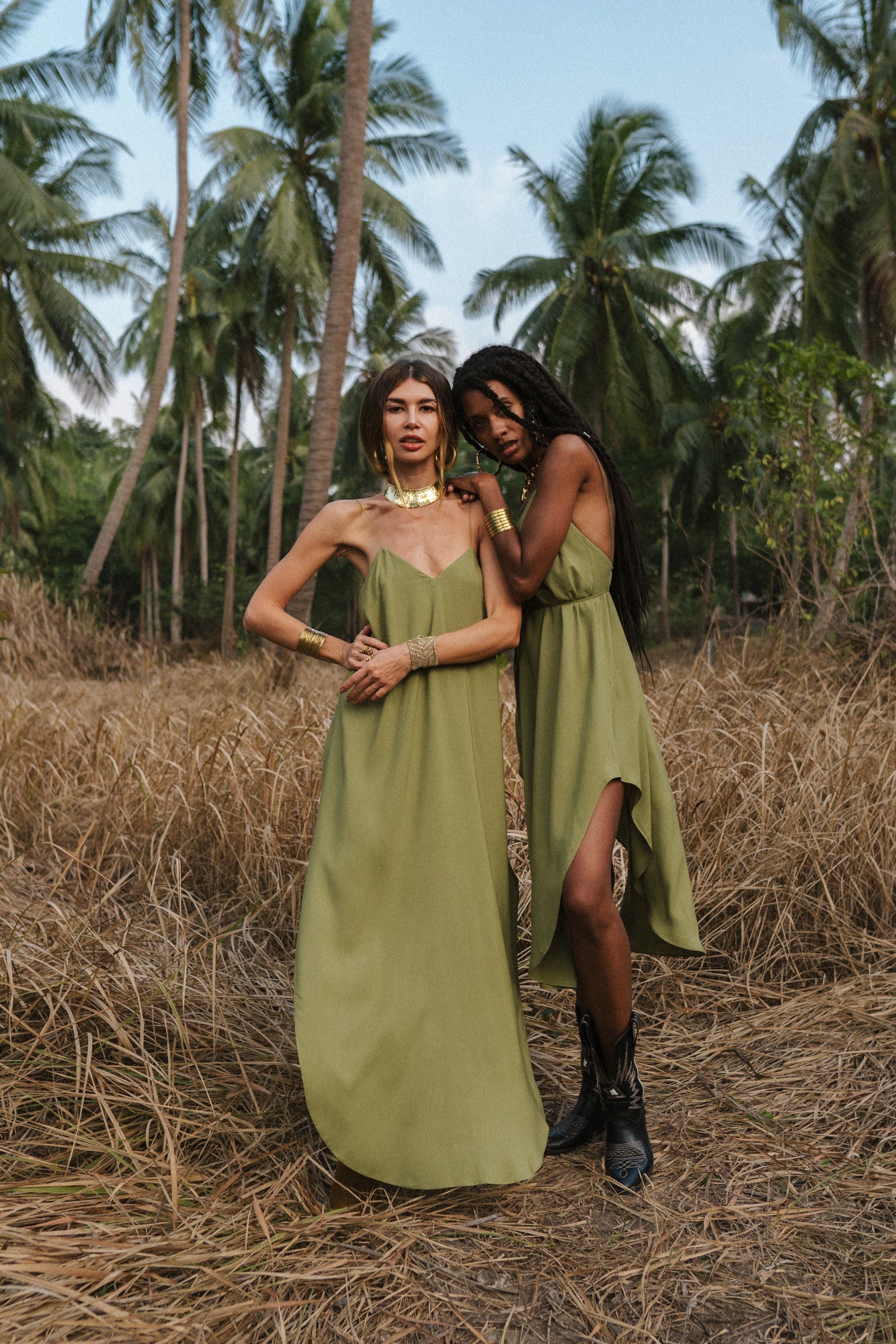 Olive maxi women dress