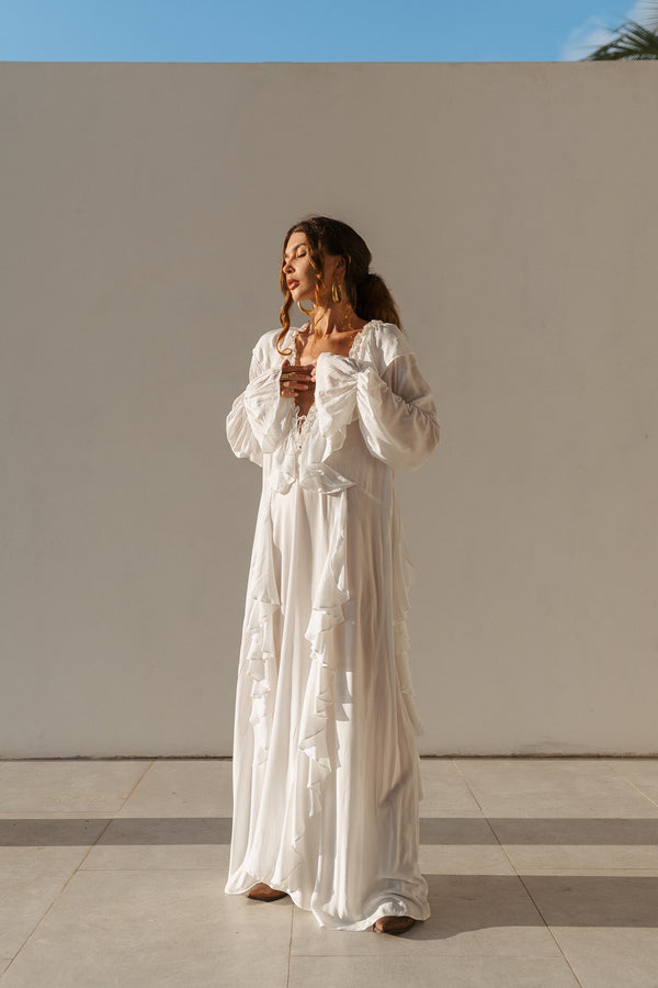 Aeris Maxi Kaftan Dress – White
