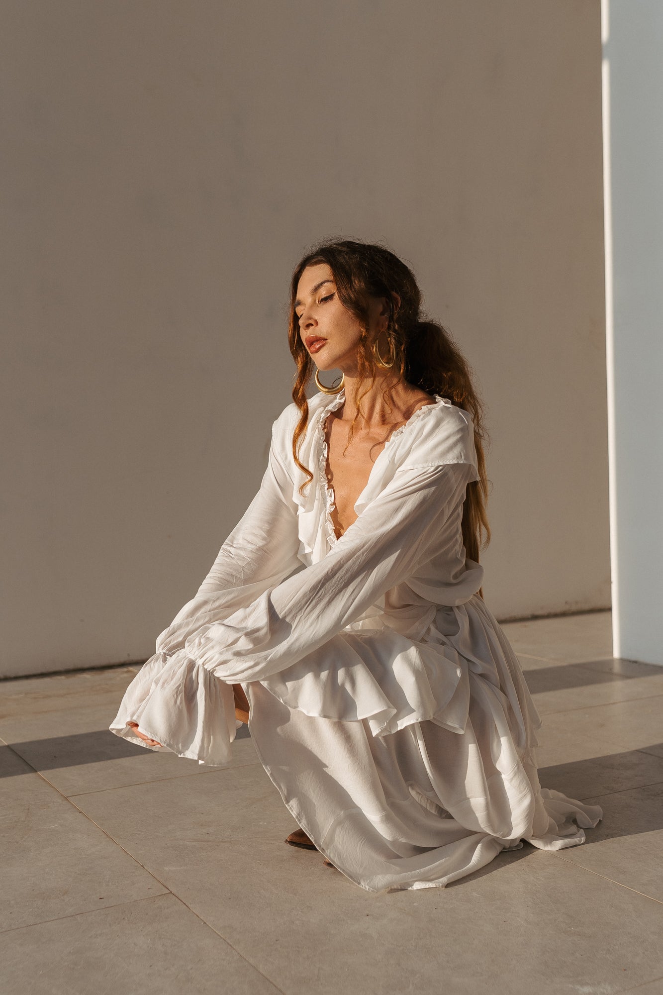 Aeris Maxi Kaftan Dress – White