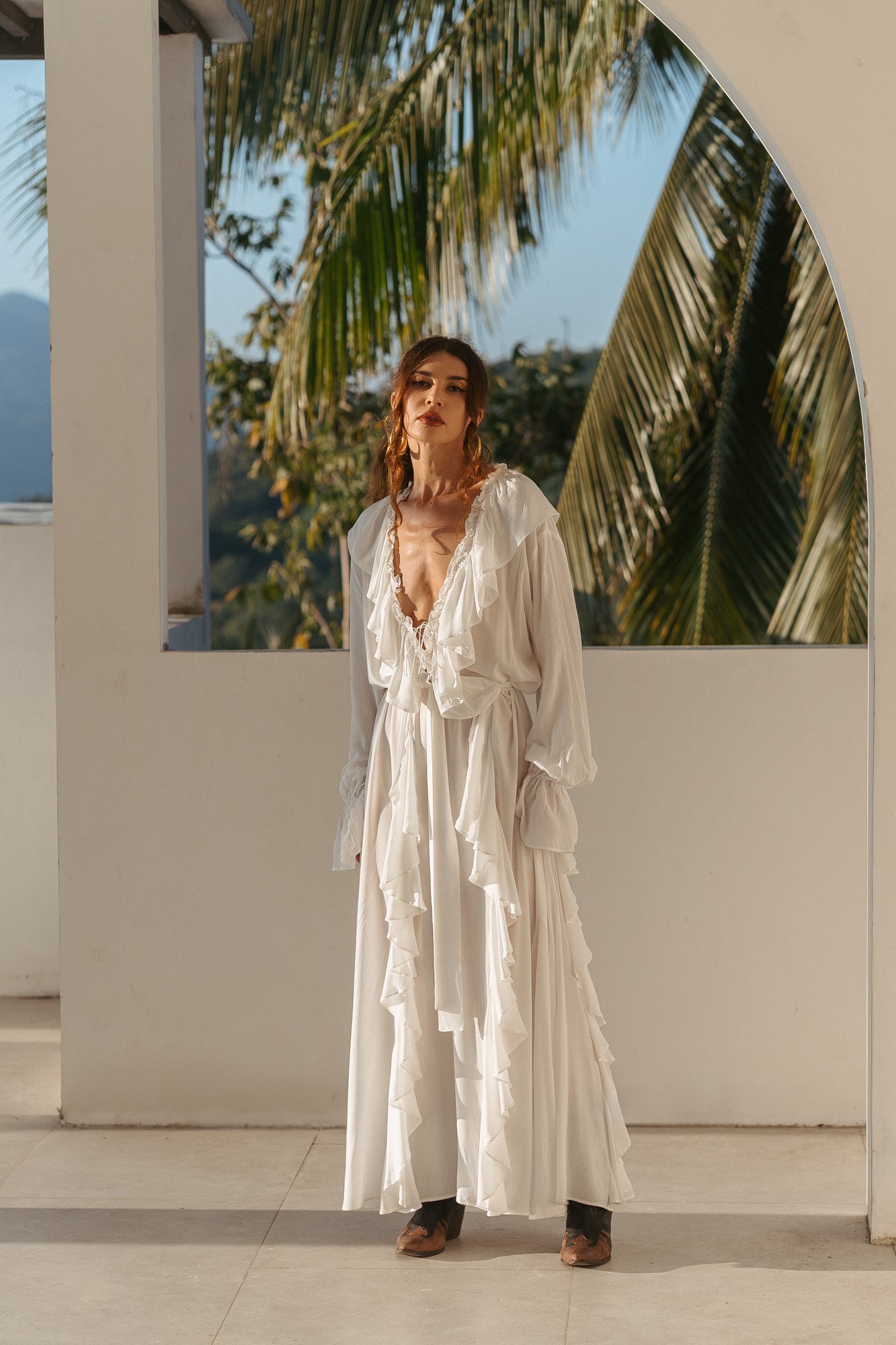 Aeris Maxi Kaftan Dress – White