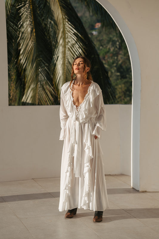 Aeris Maxi Kaftan Dress – White