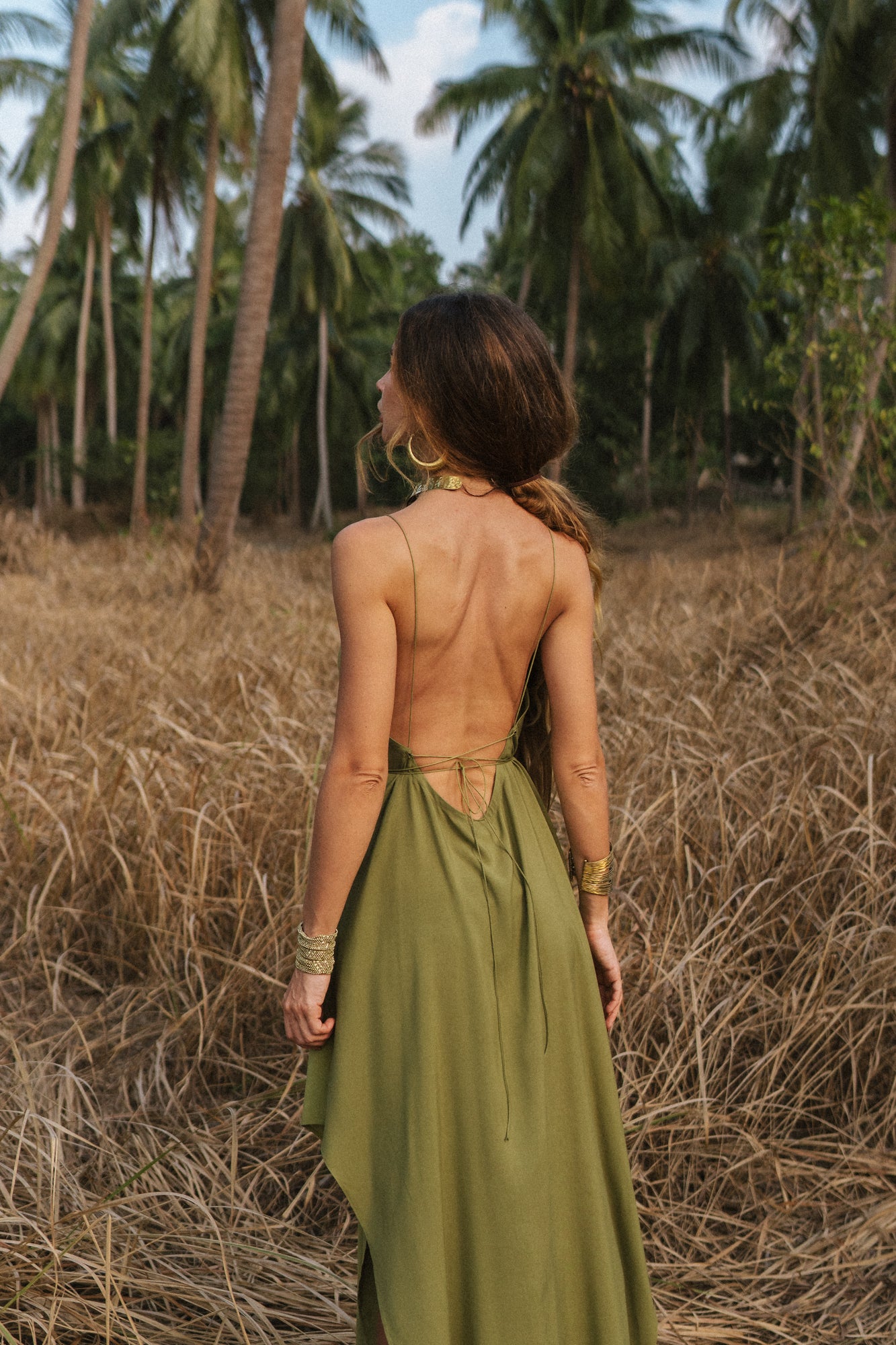 Olive maxi women dress