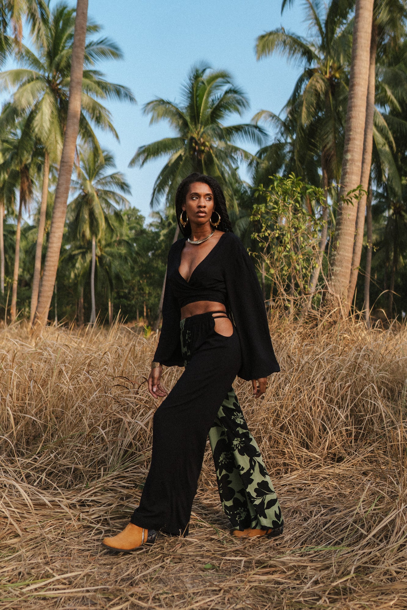 Women black wrap top