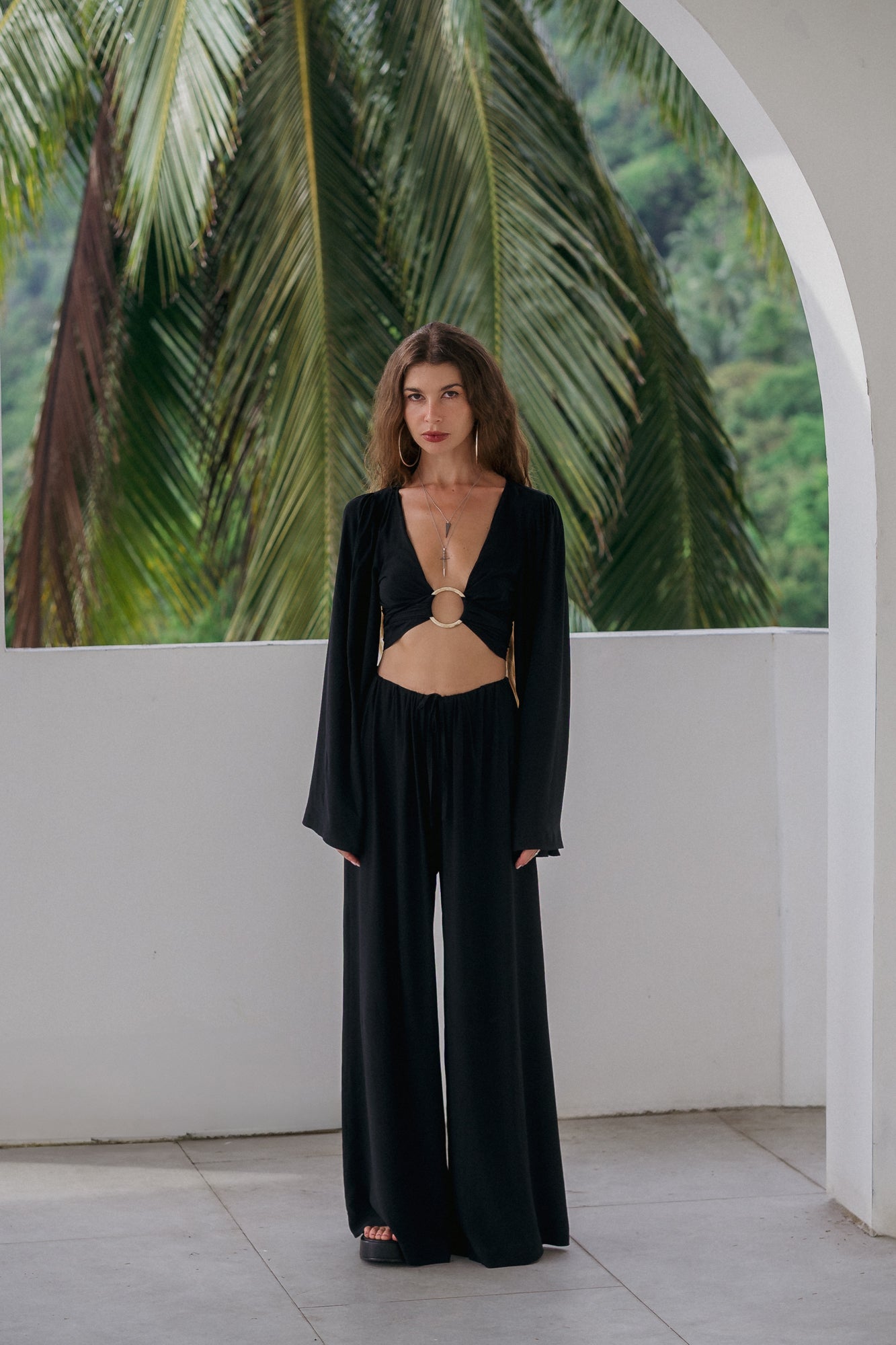 Soleil Wide-Leg Pants – Noir