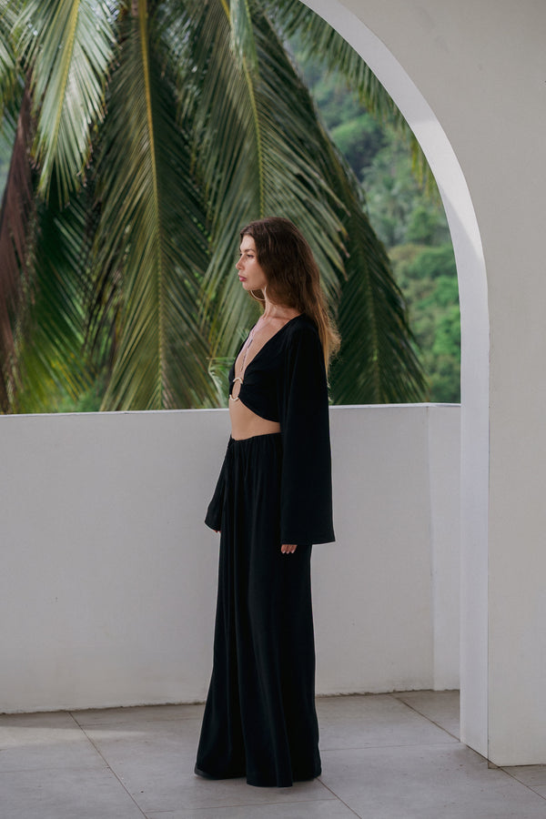 Soleil Wide-Leg Pants – Noir