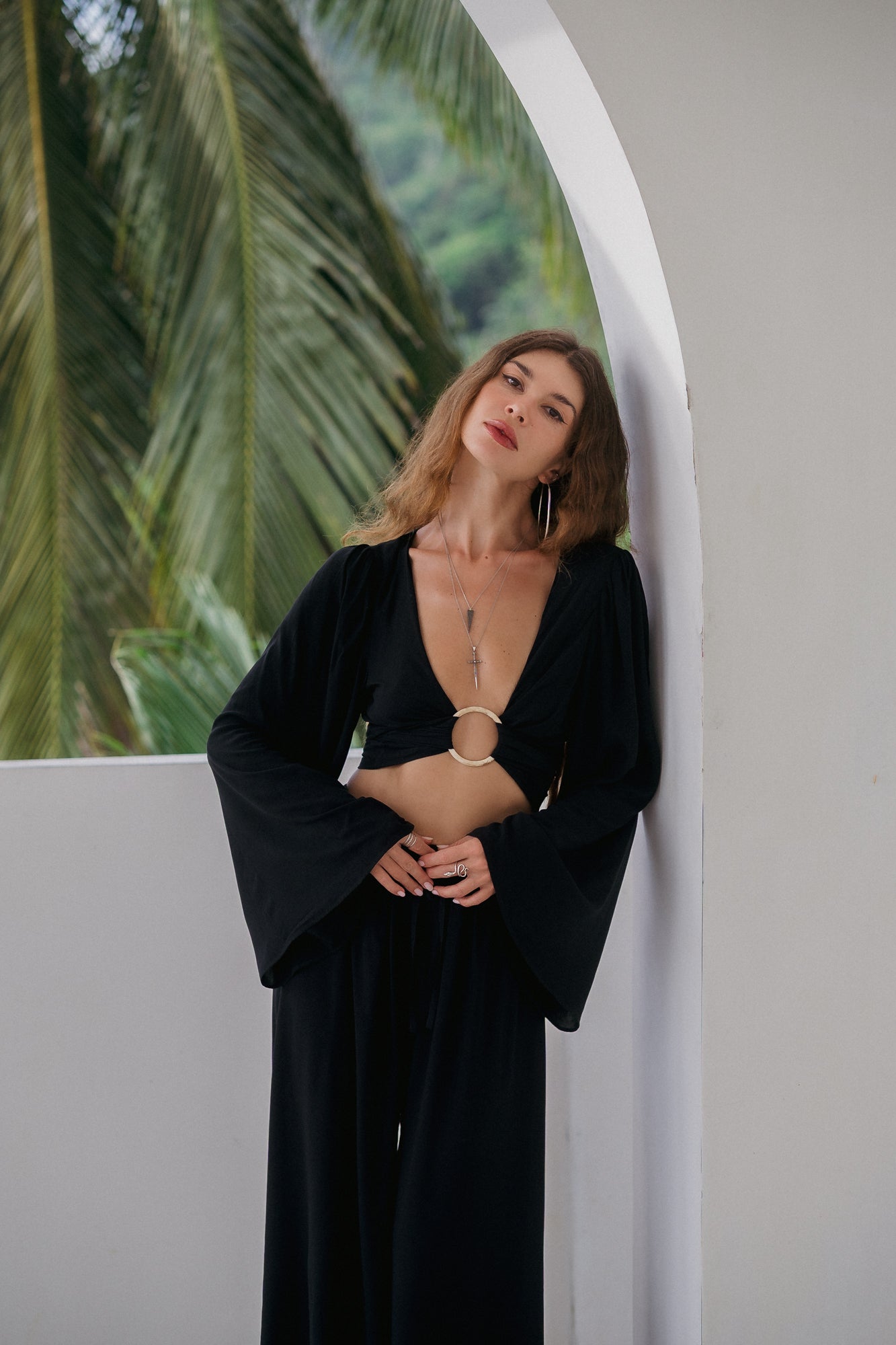 Soleil Wide-Leg Pants – Noir