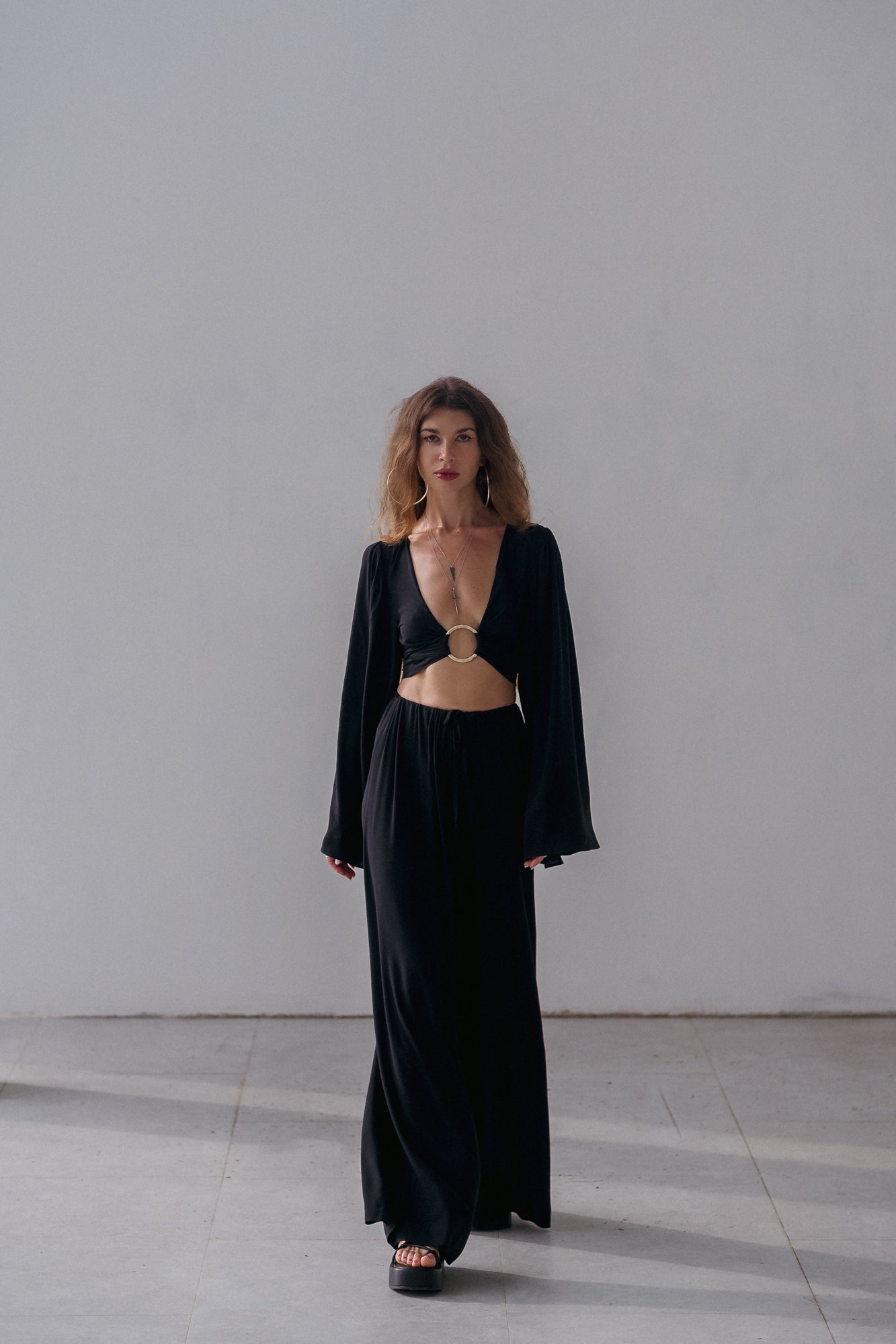 Soleil Wide-Leg Pants – Noir