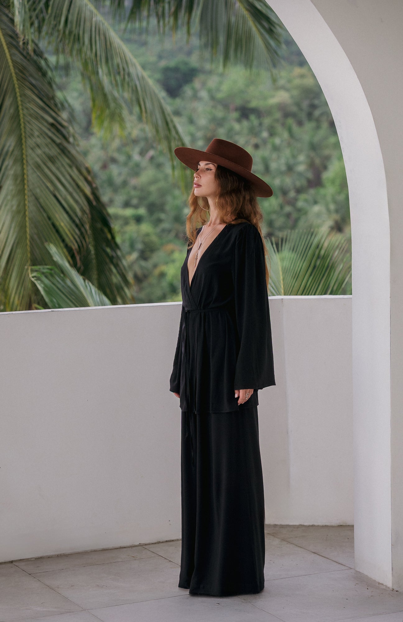 Aya Belted Kimono Top – Noir