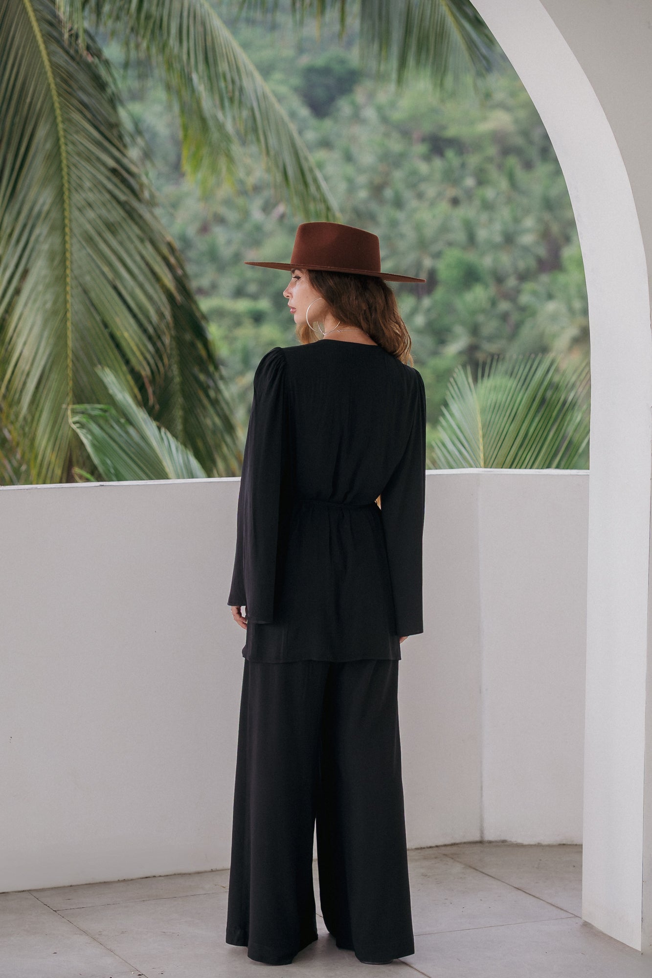 Aya Belted Kimono Top – Noir