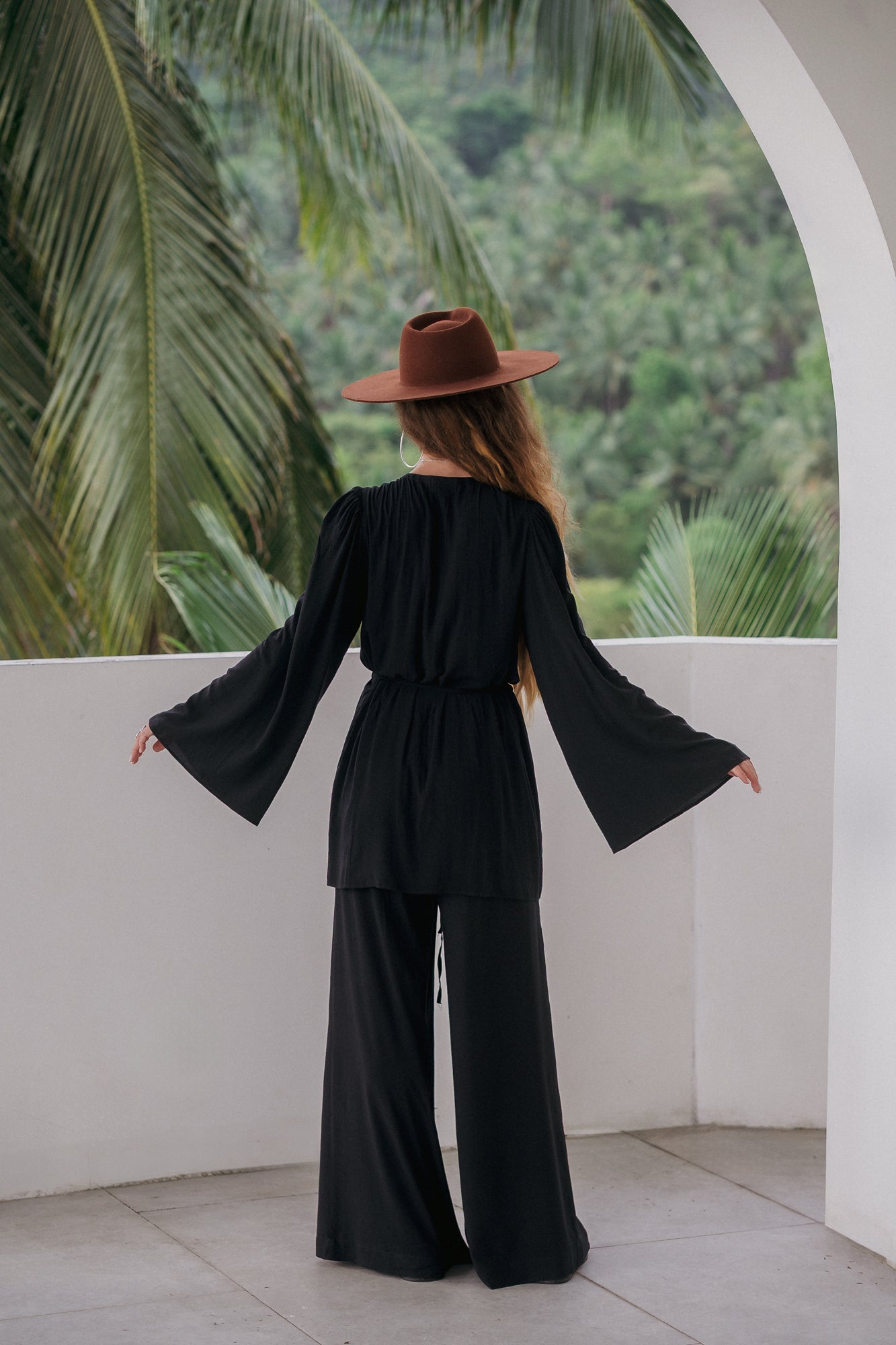 Aya Belted Kimono Top – Noir