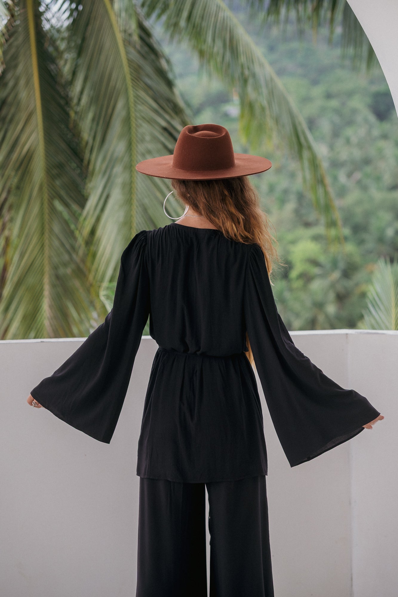Aya Belted Kimono Top – Noir