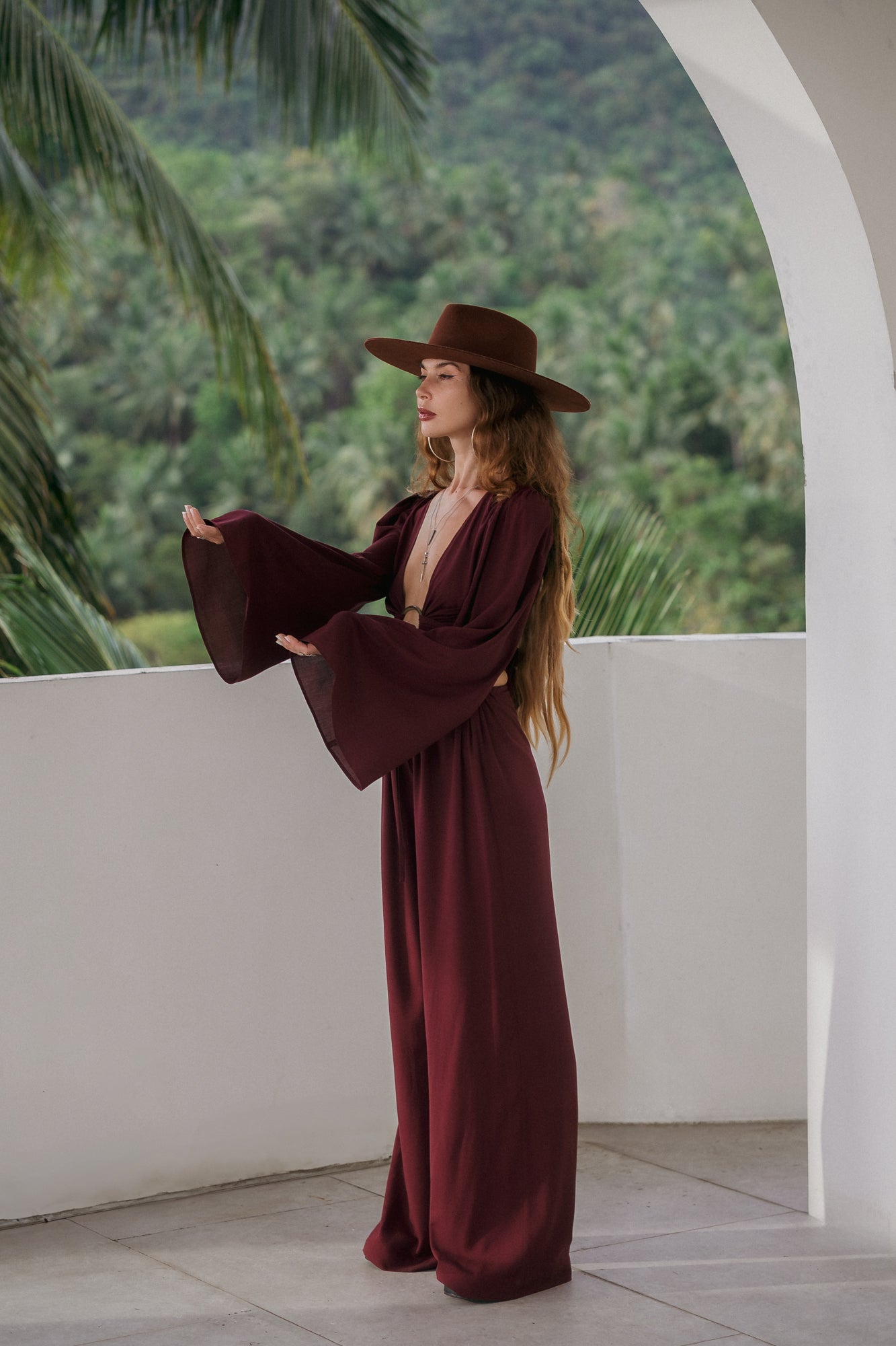 Soleil Wide-Leg Pants – Garnet