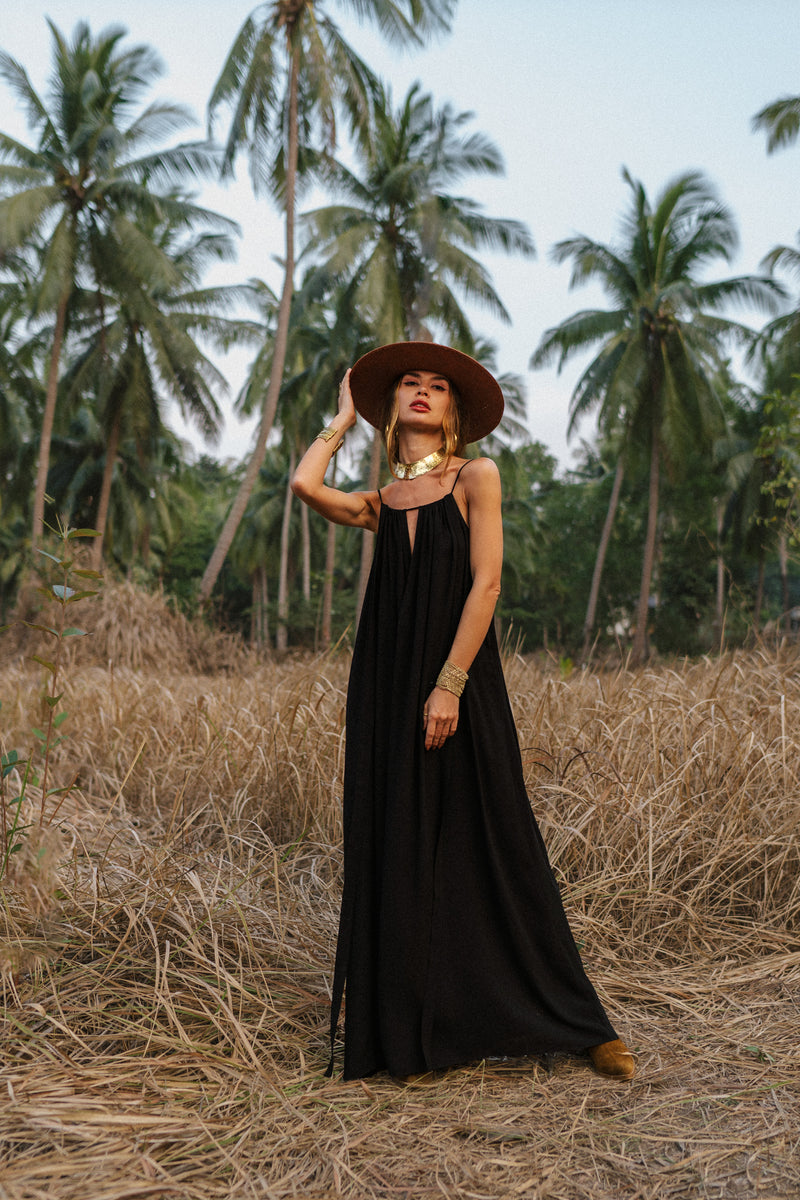 Divine black wide maxi dress