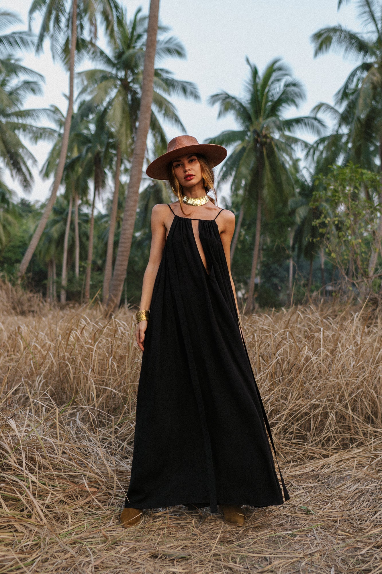 Divine black wide maxi dress