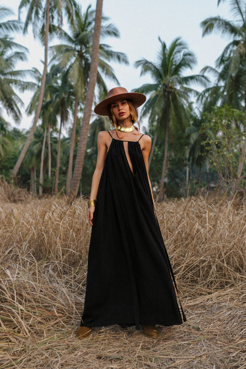 Divine black wide maxi dress