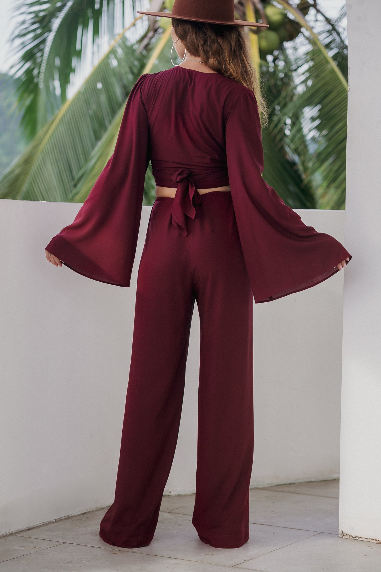Soleil Wide-Leg Pants – Garnet