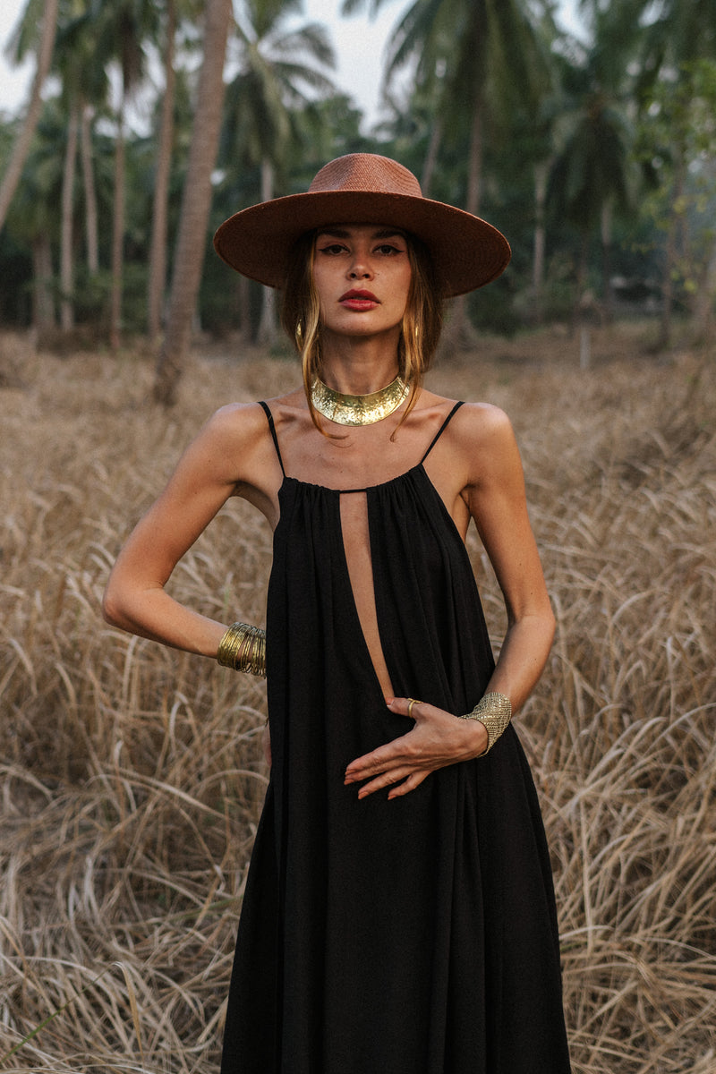 Divine black wide maxi dress