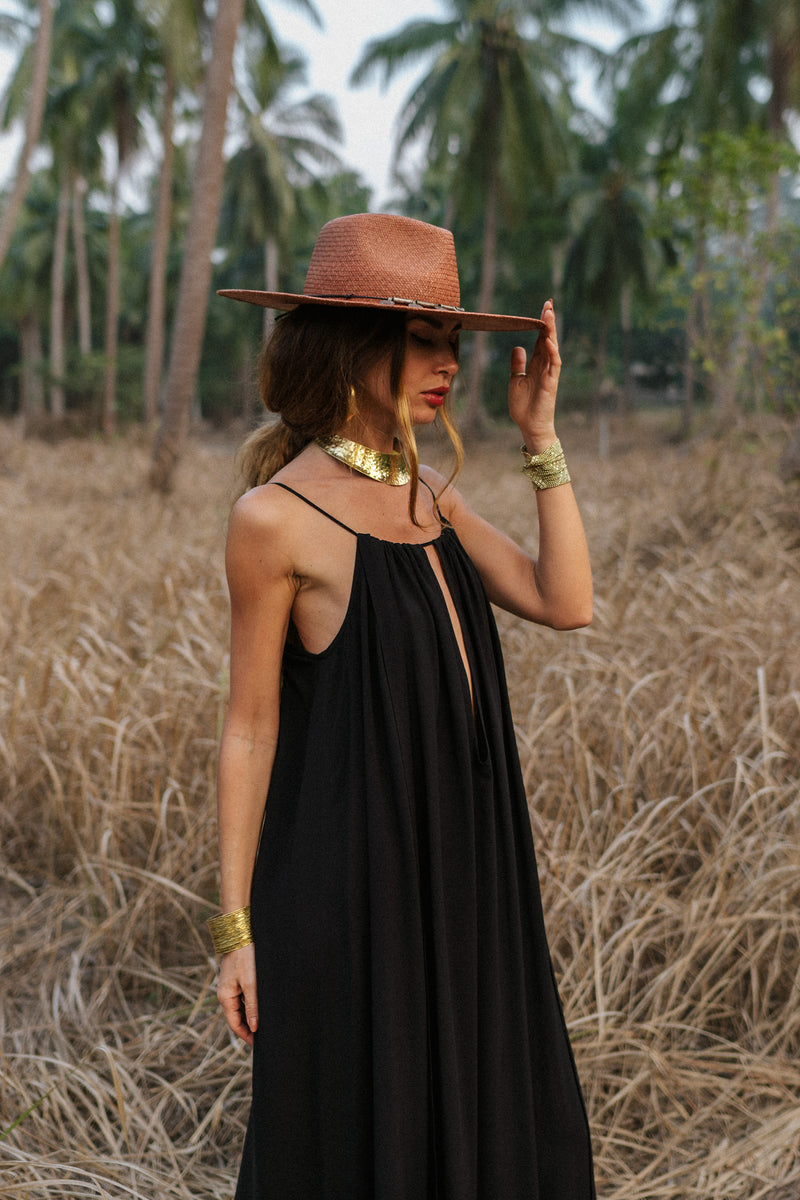 Divine black wide maxi dress