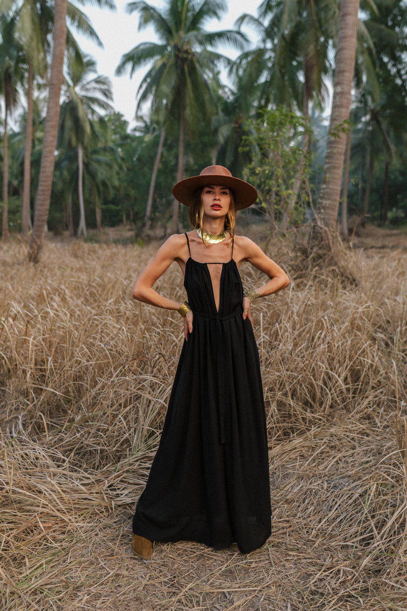 Divine black wide maxi dress