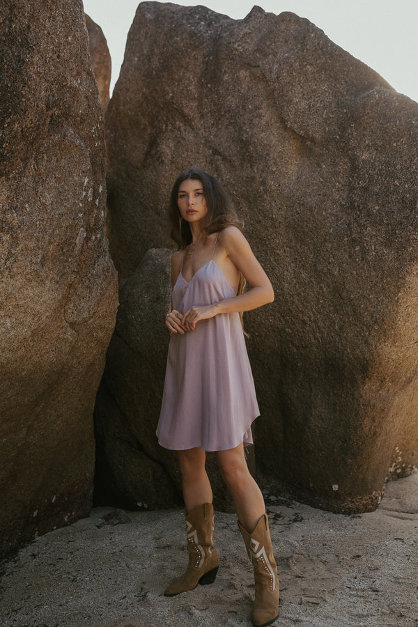 Women slip nude mini dress with open back