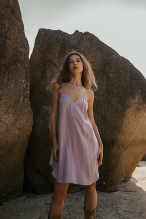 Women slip nude mini dress with open back