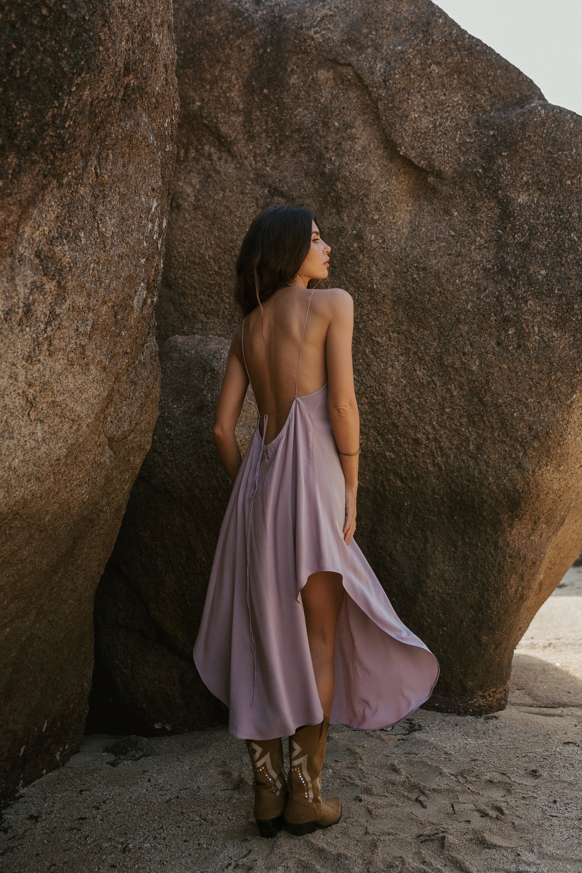 Women midi nude slip dress – mockniwear Women midi nude slip dress – mockniwear
