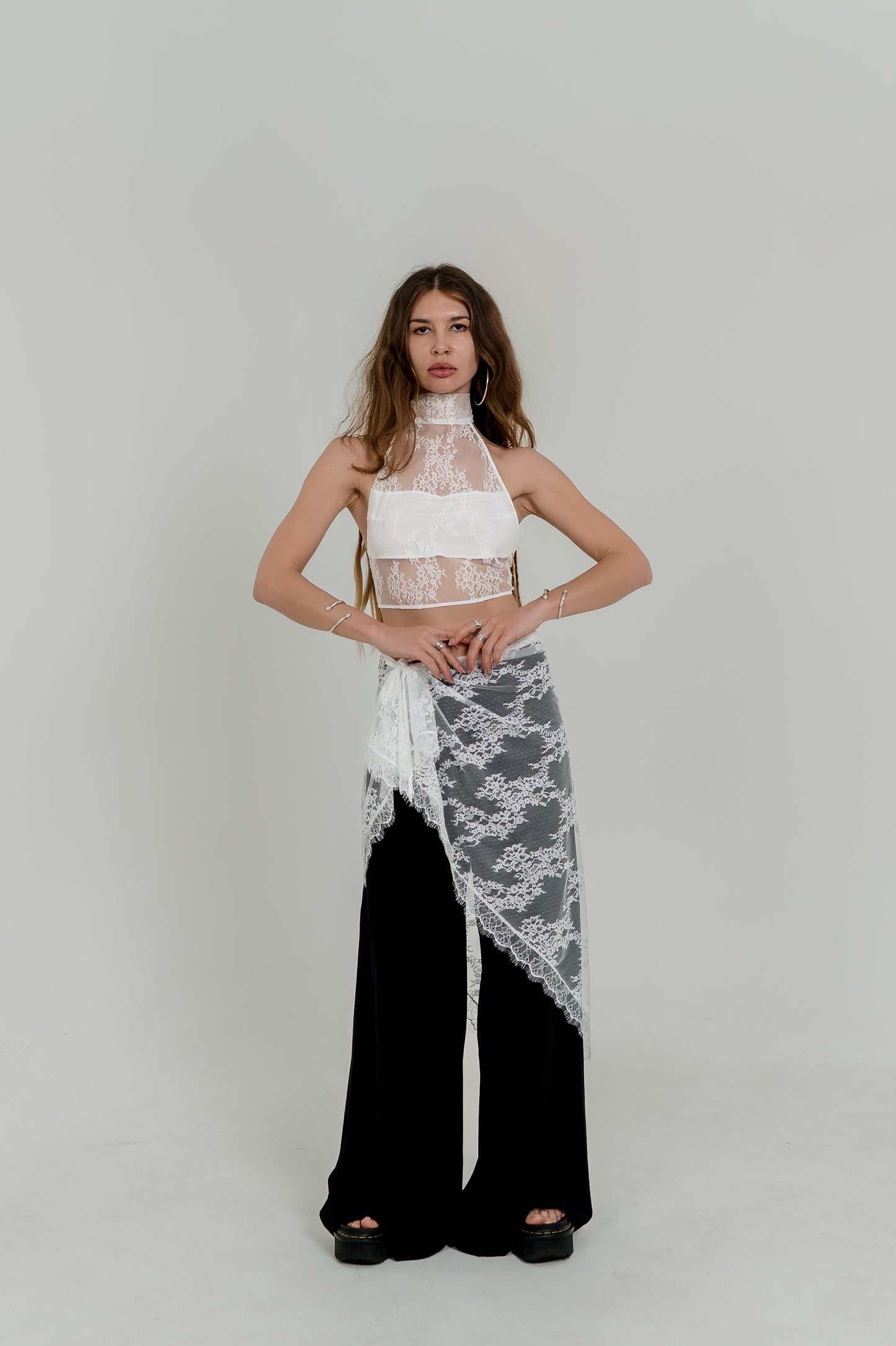 Lace Crochet Pareo Skirt – Sheer Wrap Scarf in Two Colors