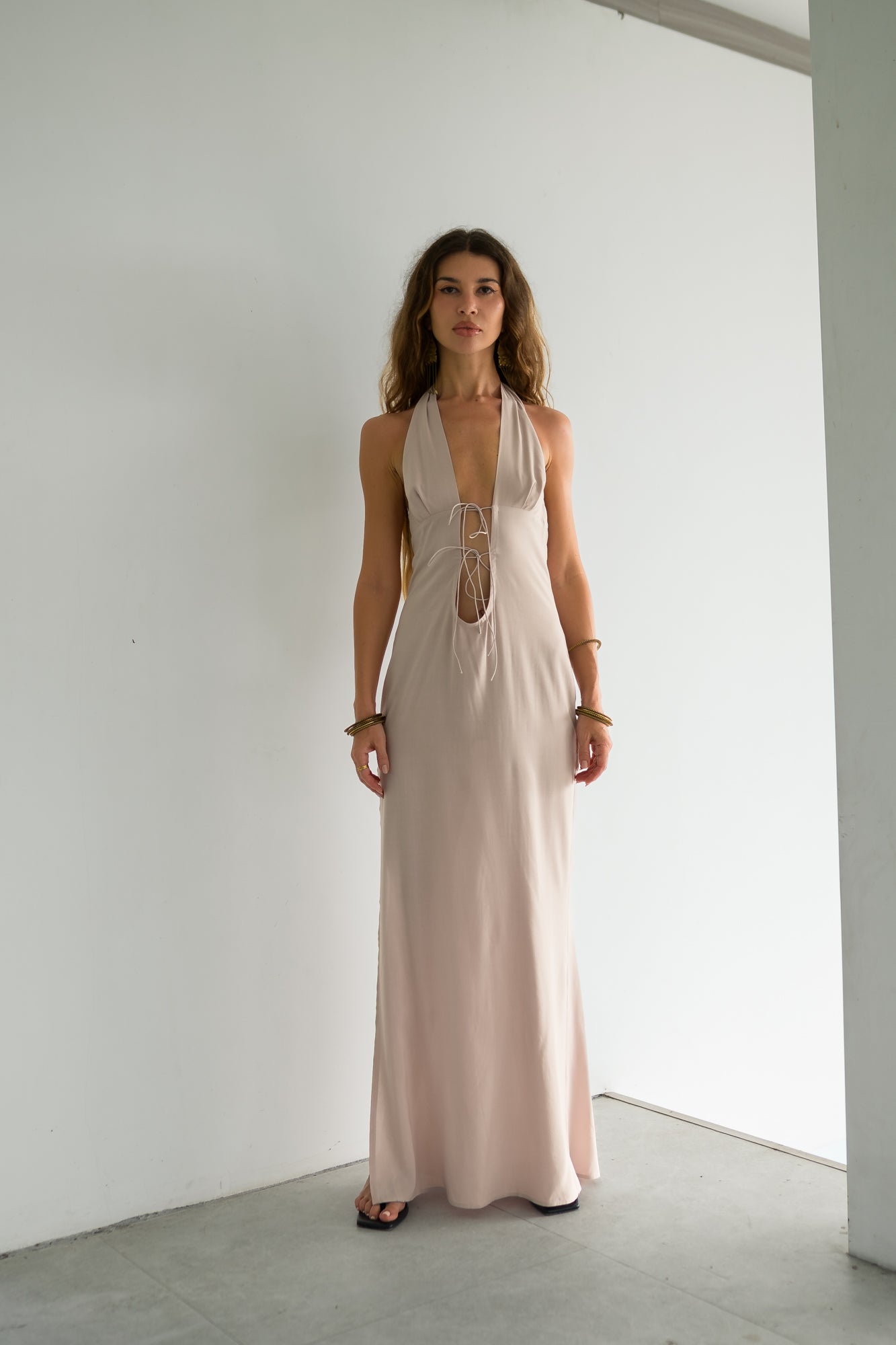 Monna Cut-Out Maxi Dress – Off White