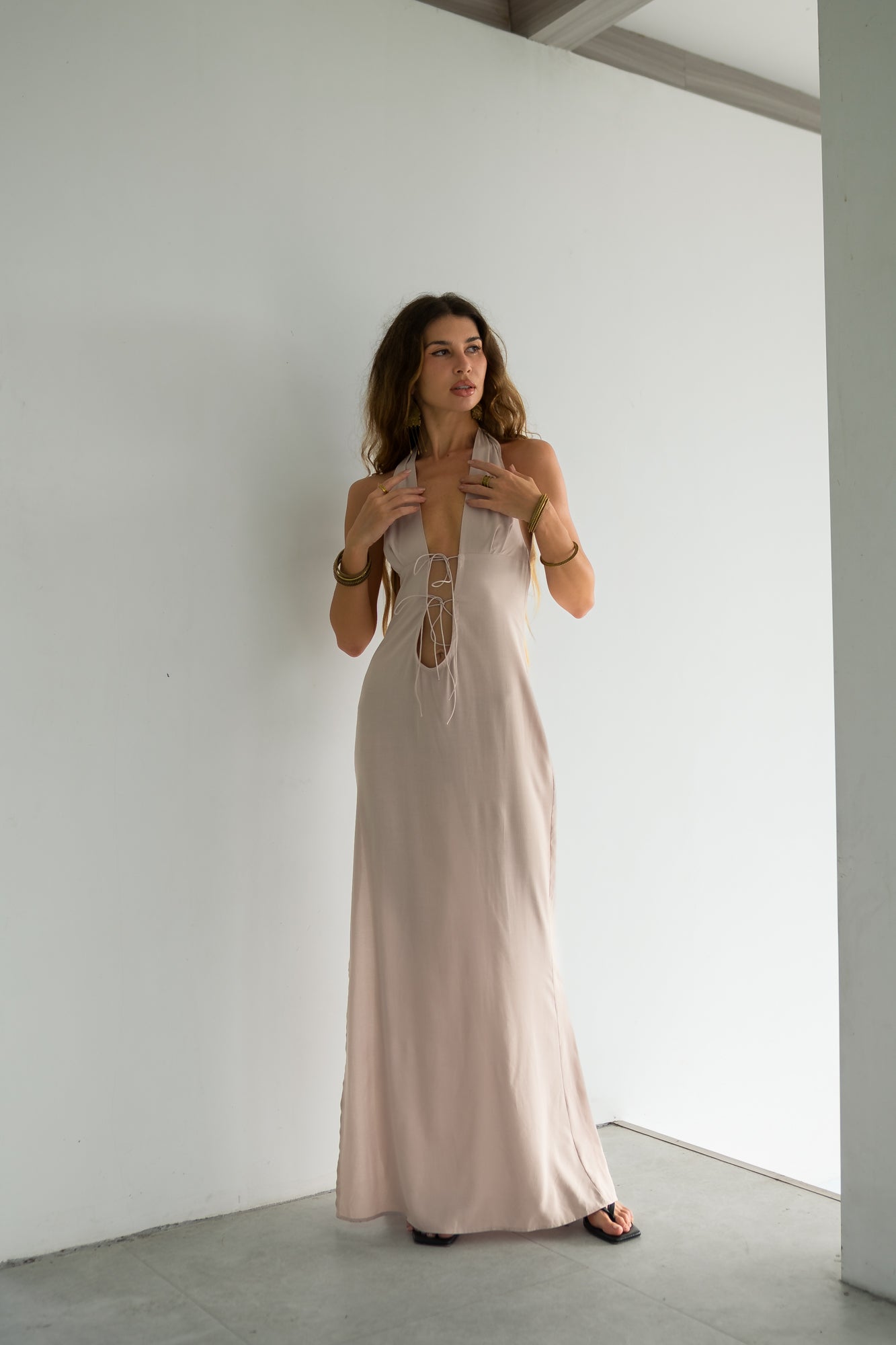 Monna Cut-Out Maxi Dress – Off White